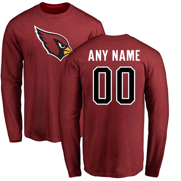 Men Arizona Cardinals NFL Pro Line Maroon Any Name and Number Logo Custom Long Sleeve T-Shirt